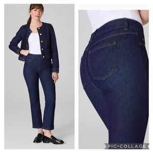 Spanx Women's Dark Blue cropped kick flare-raw indigo Jeans size L Tall